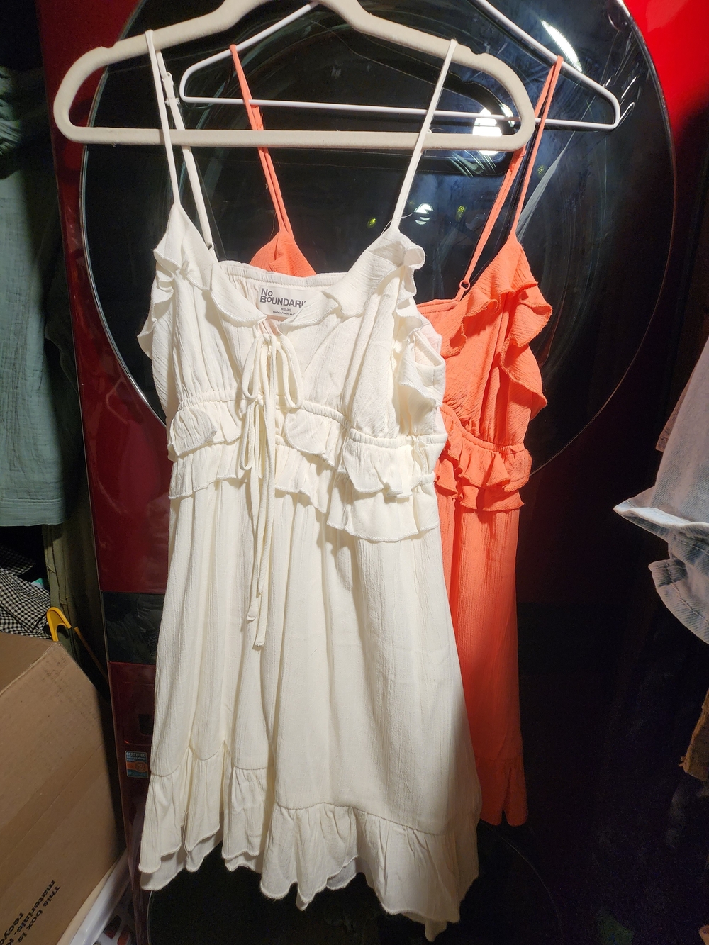 2 No Boundaries Cream Ruffle Tiered Mini Dress with shorts under